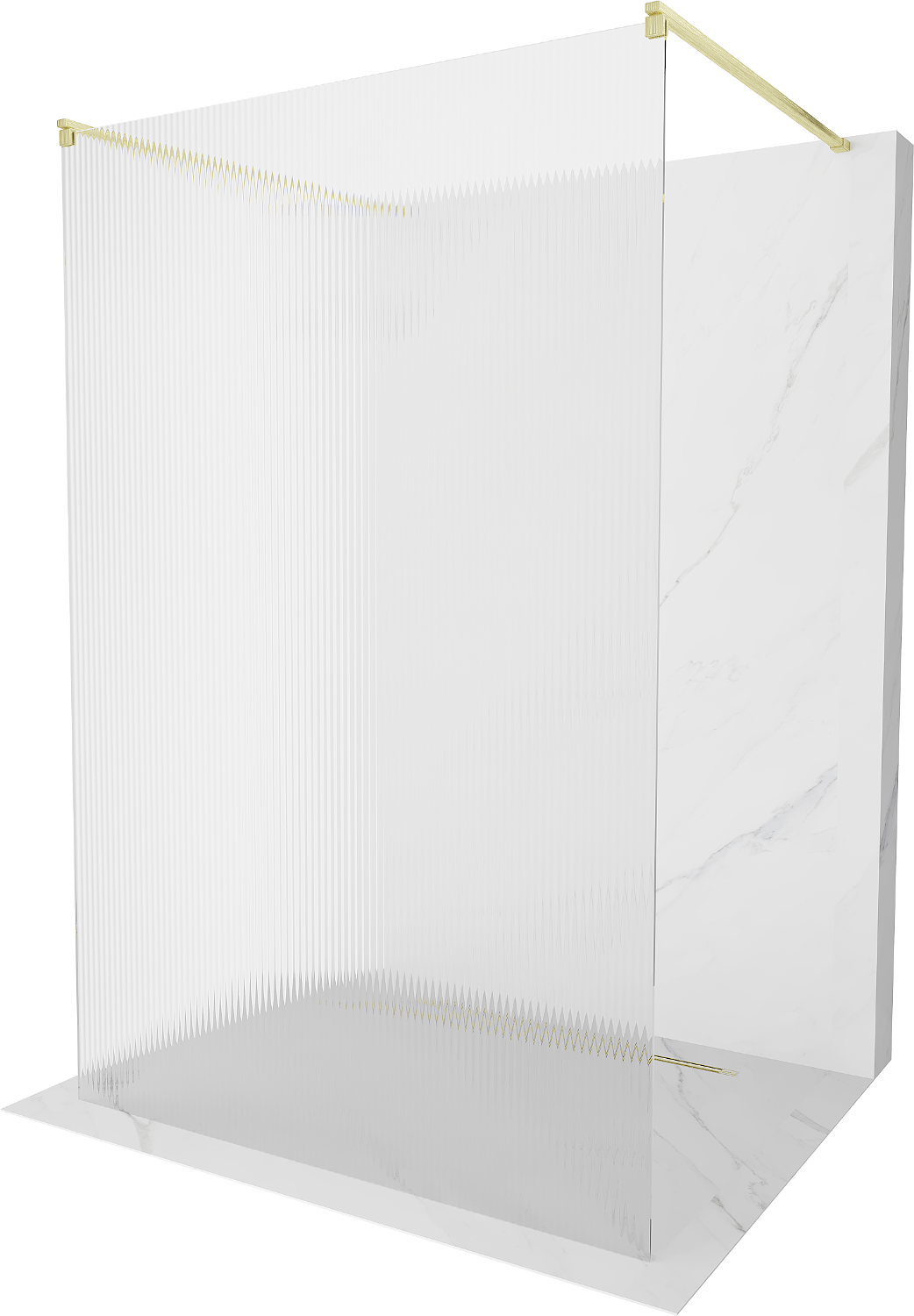 Mexen Kioto ścianka prysznicowa wolnostojąca 130 x 200 cm, prążki 8 mm, złota szczotkowana - 800-130-002-55-09